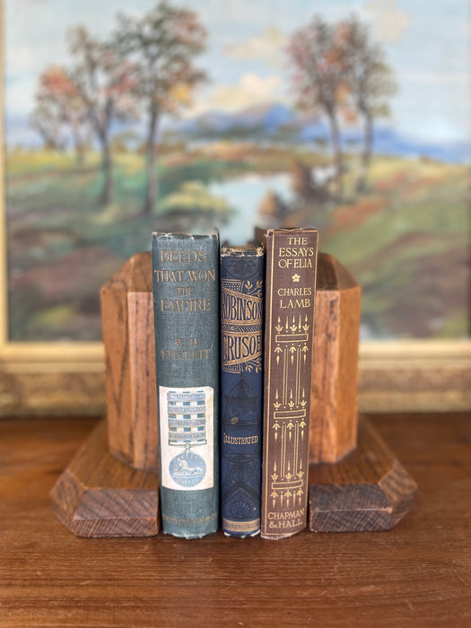 Vintage Handcrafted Bookends with Faceted Beveled Design, Possibly 1980s American Studio Craft