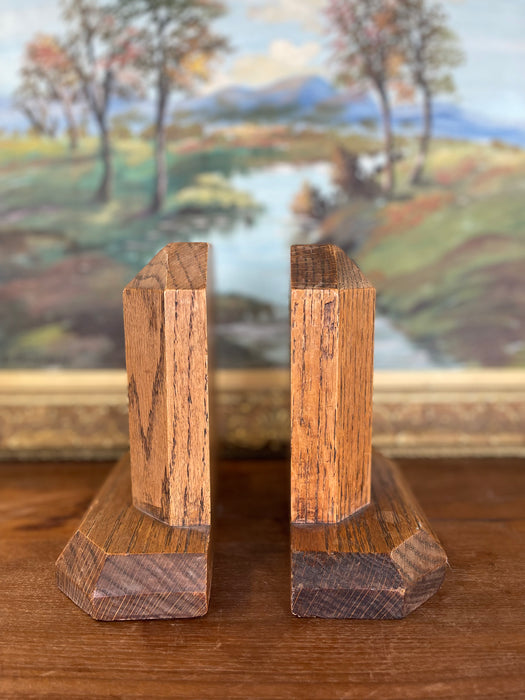 Vintage Handcrafted Bookends with Faceted Beveled Design, Possibly 1980s American Studio Craft