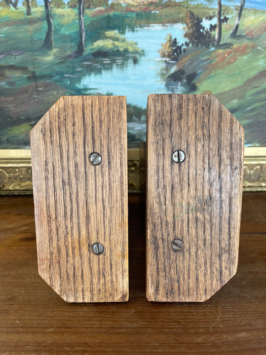 Vintage Handcrafted Bookends with Faceted Beveled Design, Possibly 1980s American Studio Craft