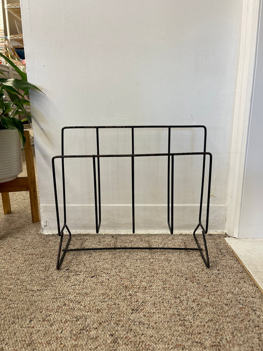 Mid-Century Modern Black Iron Wire Magazine Rack
