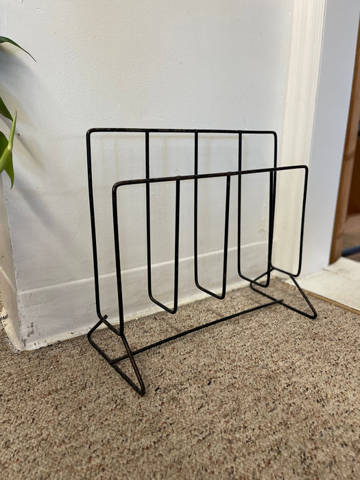 Mid-Century Modern Black Iron Wire Magazine Rack