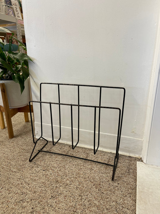 Mid-Century Modern Black Iron Wire Magazine Rack