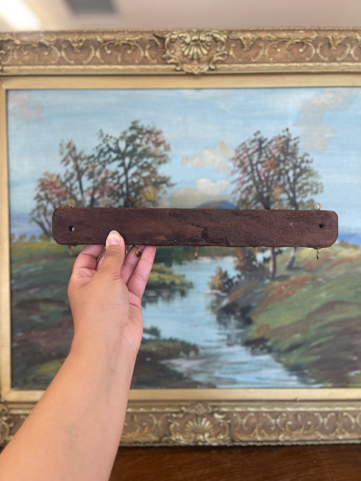 Antique Hand Carved Wooden Textile Stamp Mold Converted to Key Hook Rack.