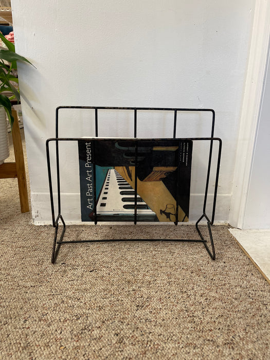 Mid-Century Modern Black Iron Wire Magazine Rack
