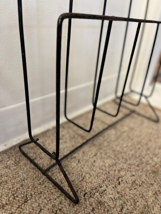 Mid-Century Modern Black Iron Wire Magazine Rack