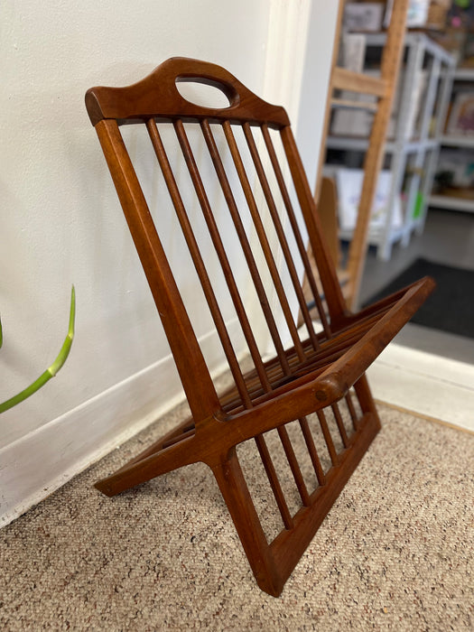Vintage Mid-Century Modern Solid Walnut Magazine Rack Attributed to Arthur Umanoff.