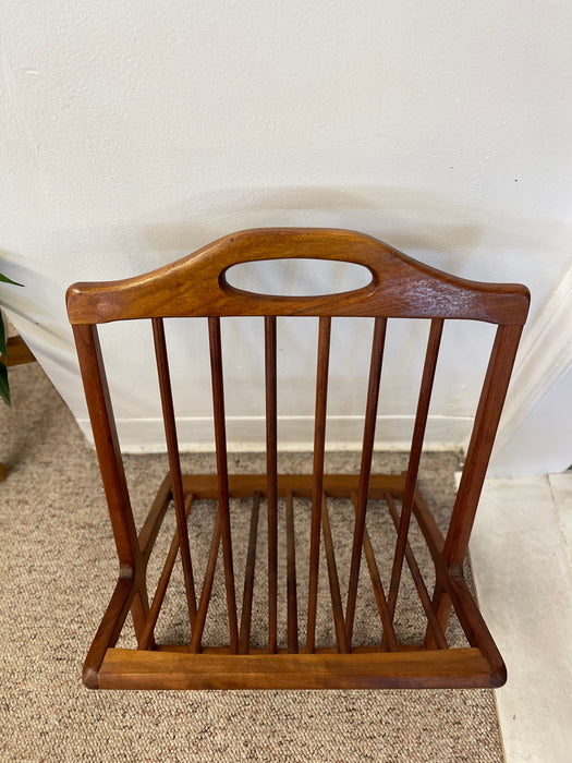 Vintage Mid-Century Modern Solid Walnut Magazine Rack Attributed to Arthur Umanoff.