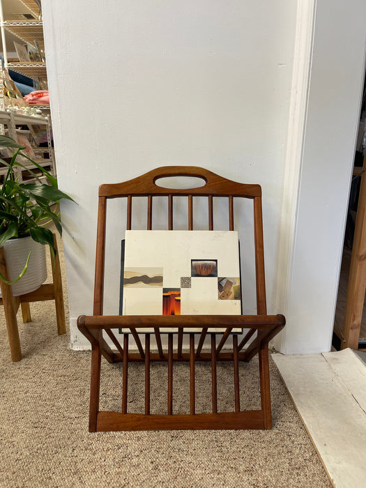 Vintage Mid-Century Modern Solid Walnut Magazine Rack Attributed to Arthur Umanoff.