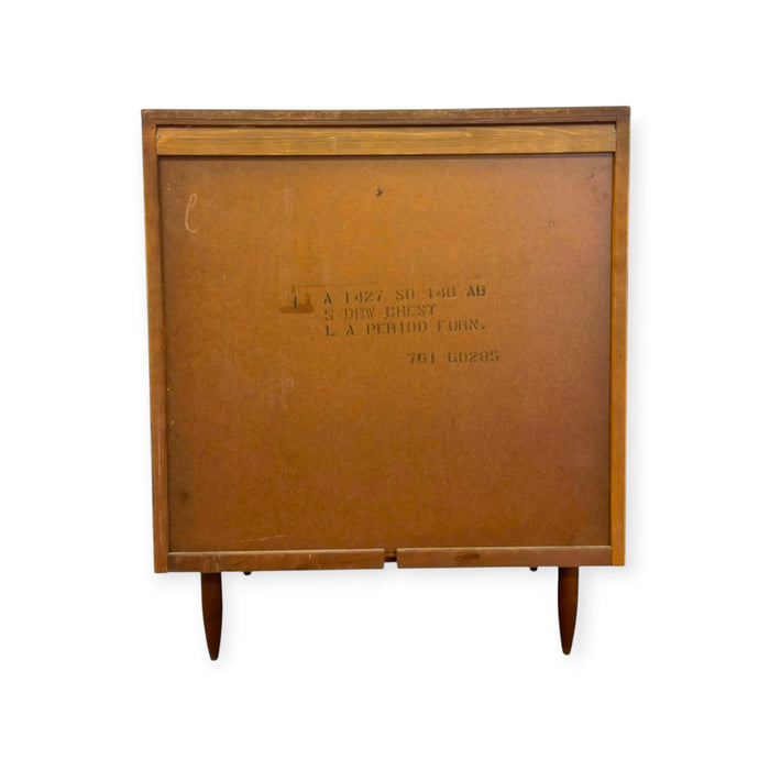 Vintage Mid Century Modern American Walnut Tallboy 5 Drawer Dresser