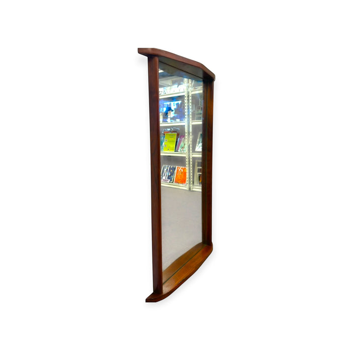 Vintage Mid-Century Modern Style Curved Wooden Frame Wall Mirror.