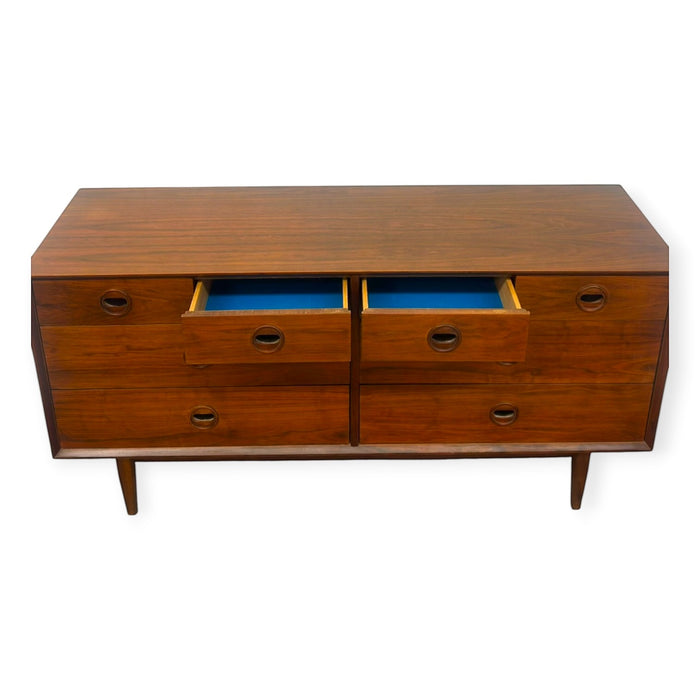 Vintage Mid Century Modern Walnut Credenza Dresser & Drop-Front Secretary Desk Set