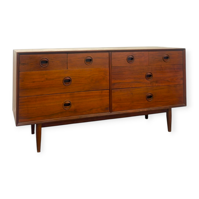 Vintage Mid Century Modern Walnut Credenza Dresser & Drop-Front Secretary Desk Set