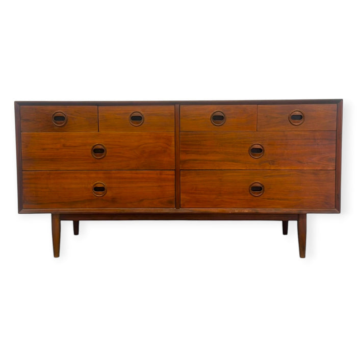 Vintage Mid Century Modern Walnut Credenza Dresser & Drop-Front Secretary Desk Set