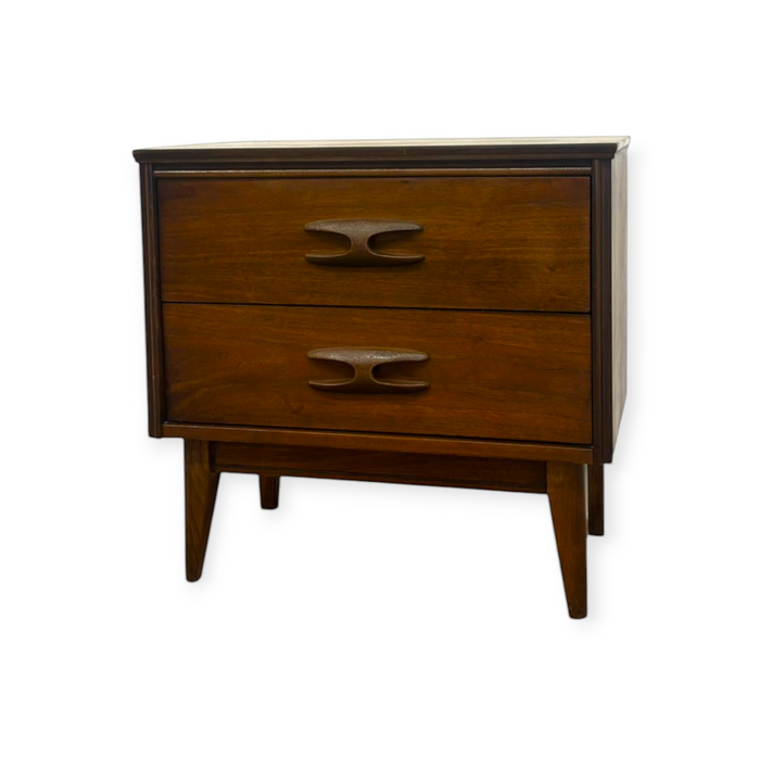Vintage Mid Century Modern Walnut 2-Drawer Nightstand / End Table
