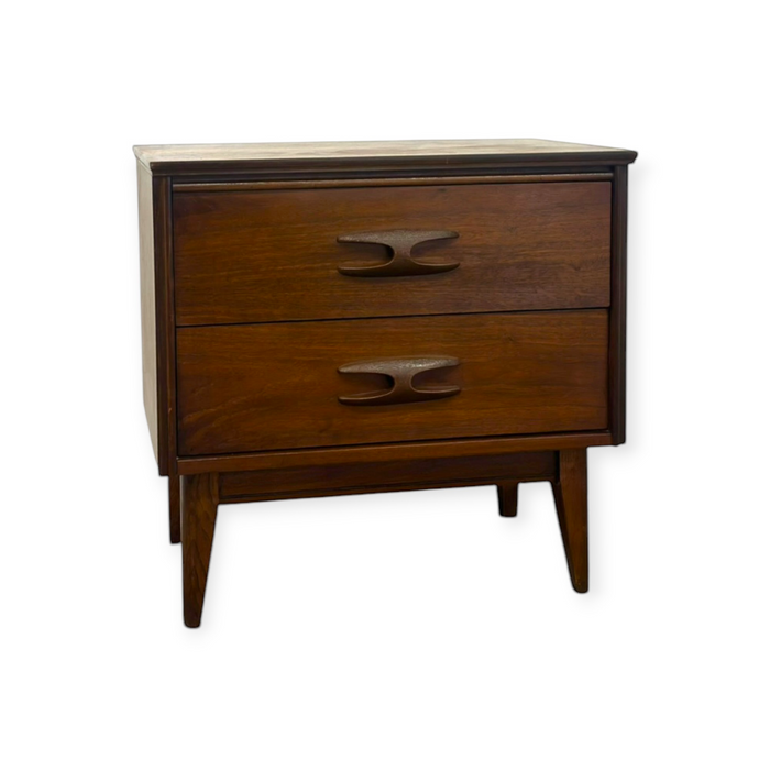 Vintage Mid Century Modern Walnut 2-Drawer Nightstand / End Table