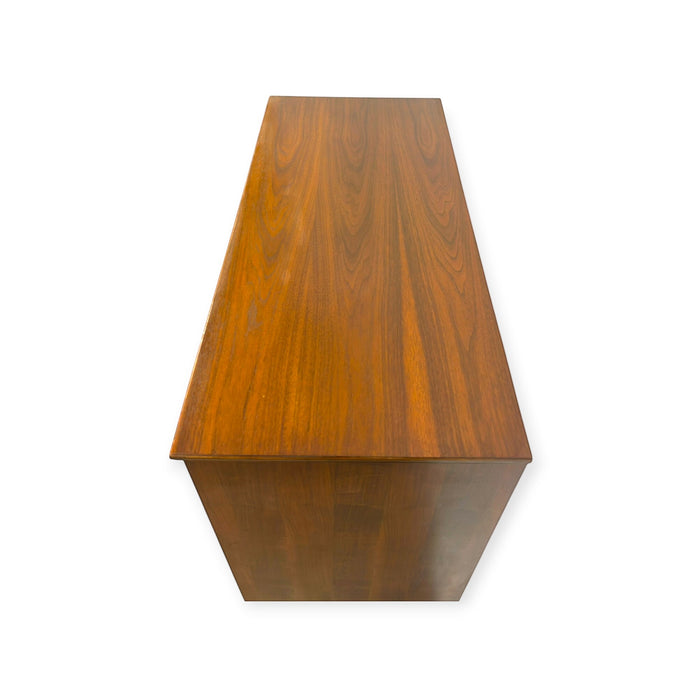 Vintage Mid Century Modern Bassett Walnut 3-Piece Bedroom Set – 9-Drawer Dresser, Highboy Chest & Nightstand