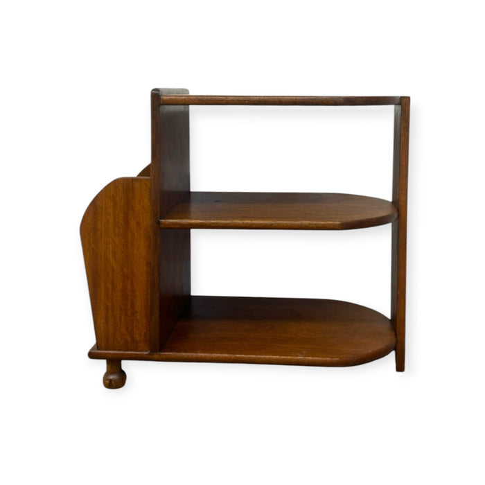 Antique Art Deco Wood Magazine Rack Three Tiered End Table.