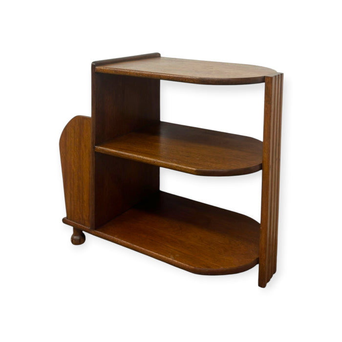 Antique Art Deco Wood Magazine Rack Three Tiered End Table.