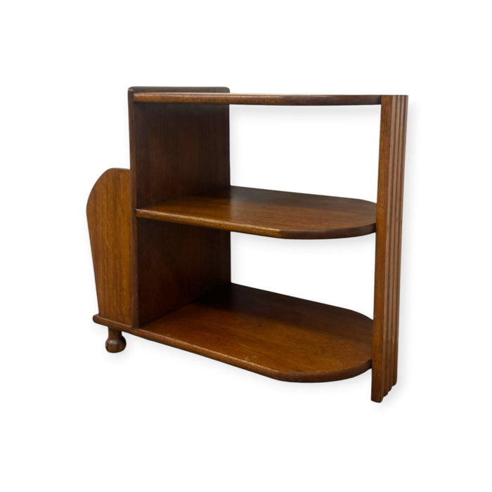 Antique Art Deco Wood Magazine Rack Three Tiered End Table.