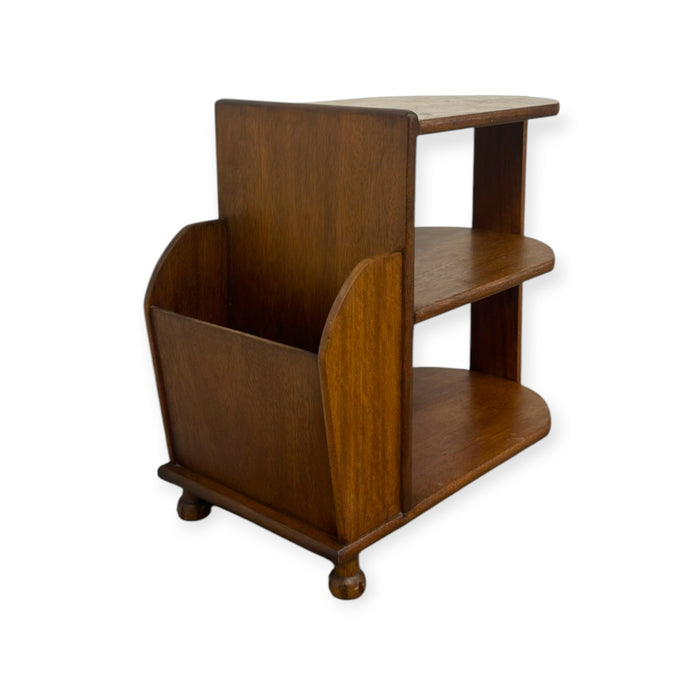 Antique Art Deco Wood Magazine Rack Three Tiered End Table.