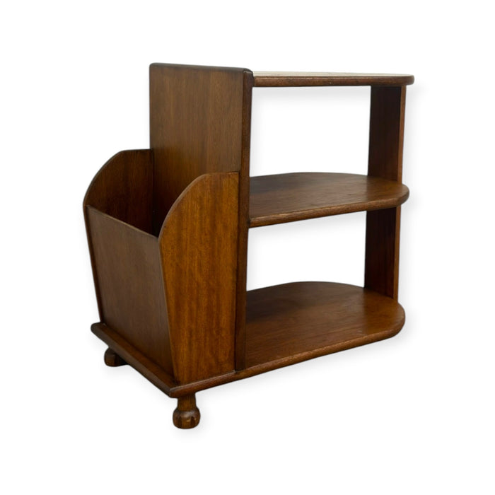 Antique Art Deco Wood Magazine Rack Three Tiered End Table.