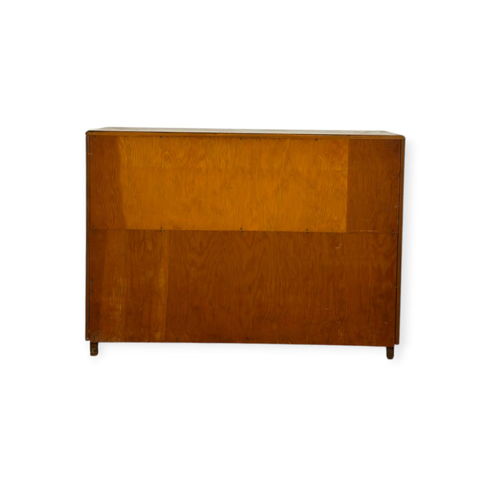 Vintage Mid-Century Streamline Moderne Low 2-Tier Wood Bookshelf.