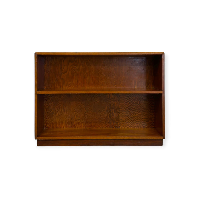 Vintage Mid-Century Streamline Moderne Low 2-Tier Wood Bookshelf.
