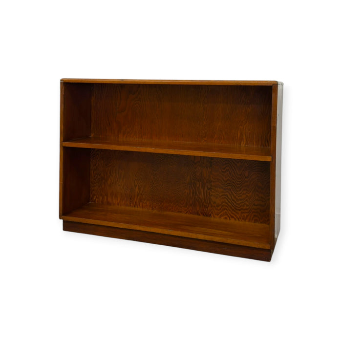 Vintage Mid-Century Streamline Moderne Low 2-Tier Wood Bookshelf.