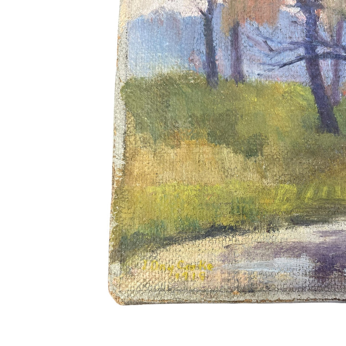 Possibly Antique Signed Landscape Painting on Canvas, Autumn Trees