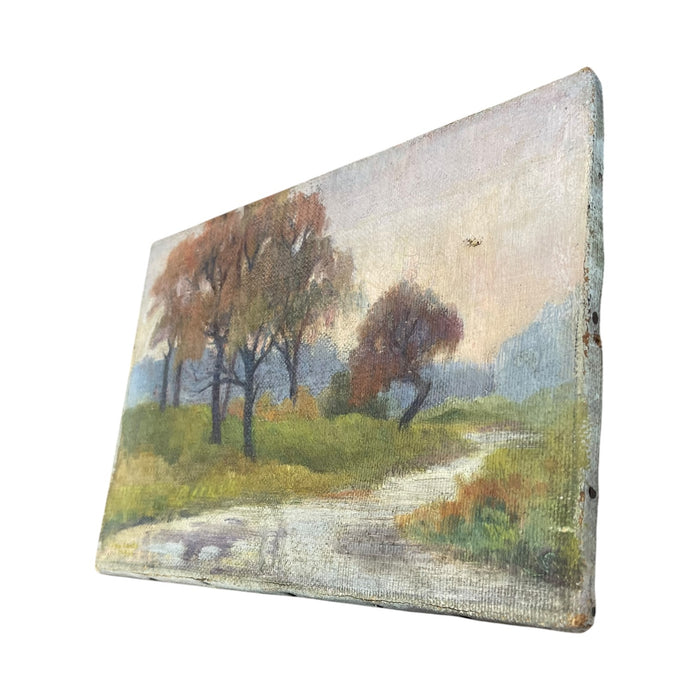 Possibly Antique Signed Landscape Painting on Canvas, Autumn Trees