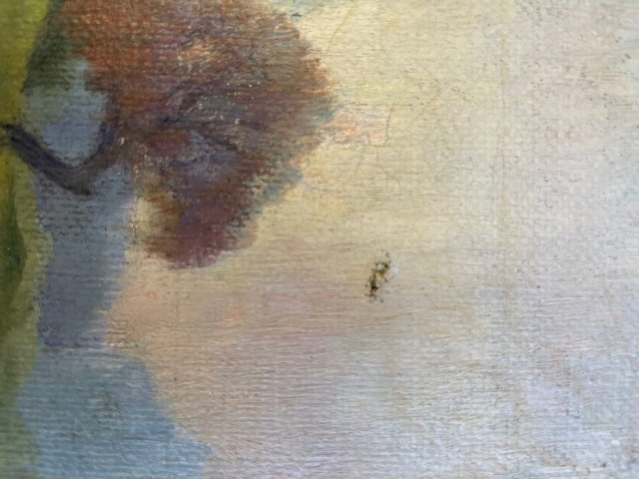 Possibly Antique Signed Landscape Painting on Canvas, Autumn Trees