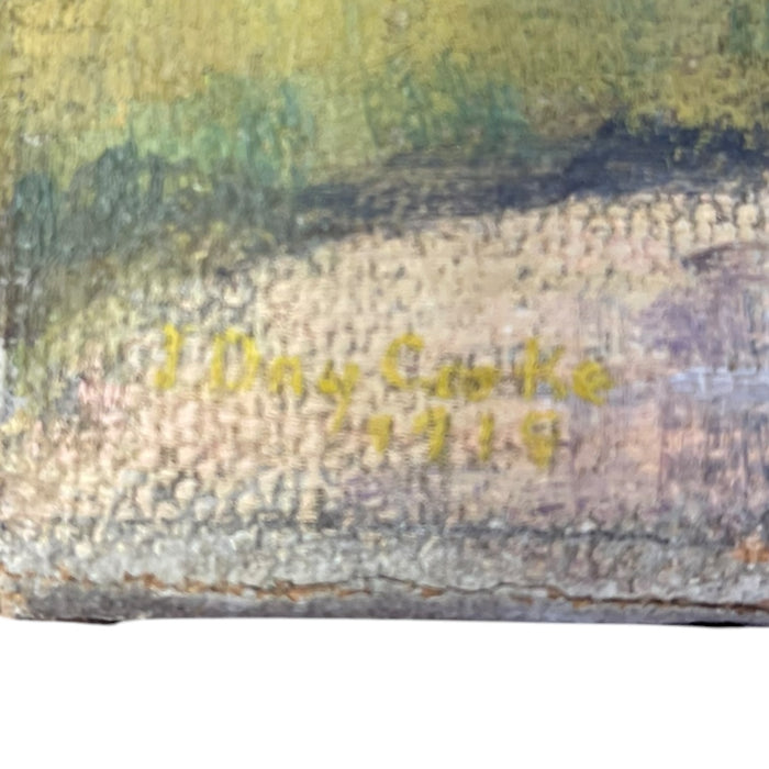 Possibly Antique Signed Landscape Painting on Canvas, Autumn Trees