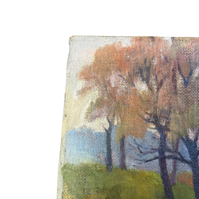 Possibly Antique Signed Landscape Painting on Canvas, Autumn Trees