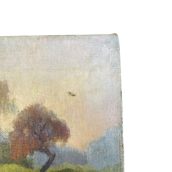 Possibly Antique Signed Landscape Painting on Canvas, Autumn Trees
