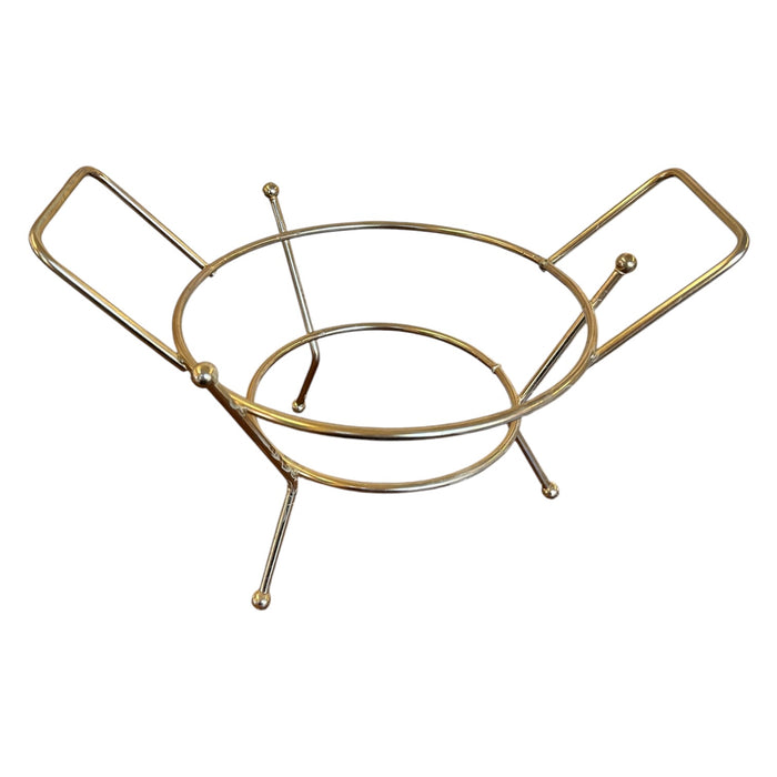 Vintage Mid-Century Modern Glass Serving Bowl with Gold-Tone Metal Stand