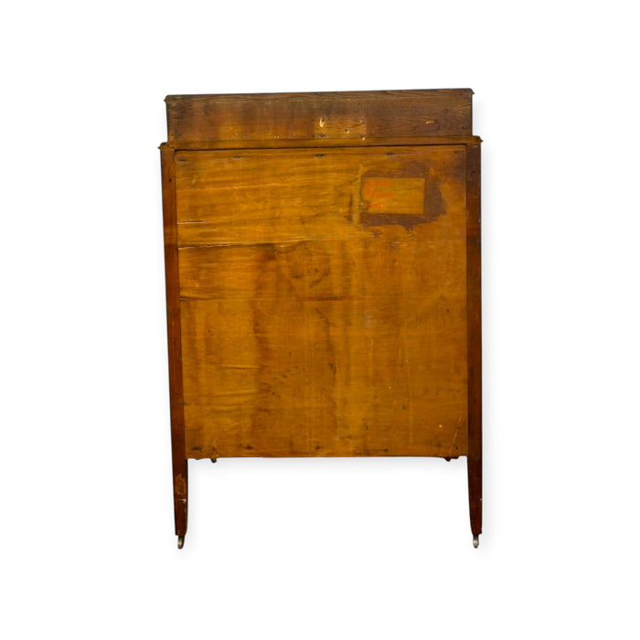 Antique 4-Drawer Wood Tallboy Chest of Drawers with Painted Accents