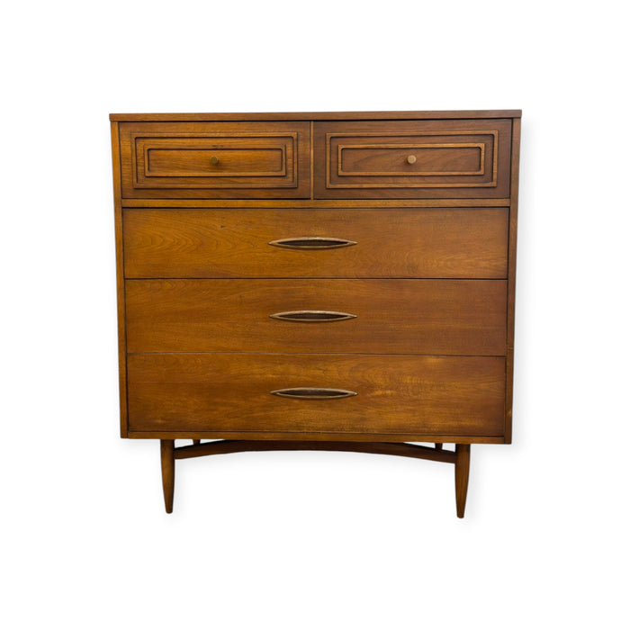 Vintage Mid Century Modern Broyhill Sculptra Walnut Highboy Dresser.