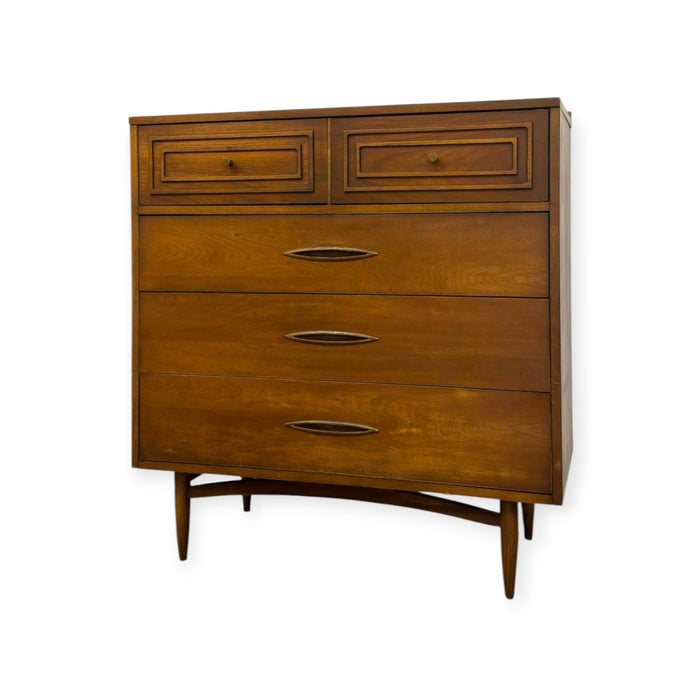 Vintage Mid Century Modern Broyhill Sculptra Walnut Highboy Dresser.