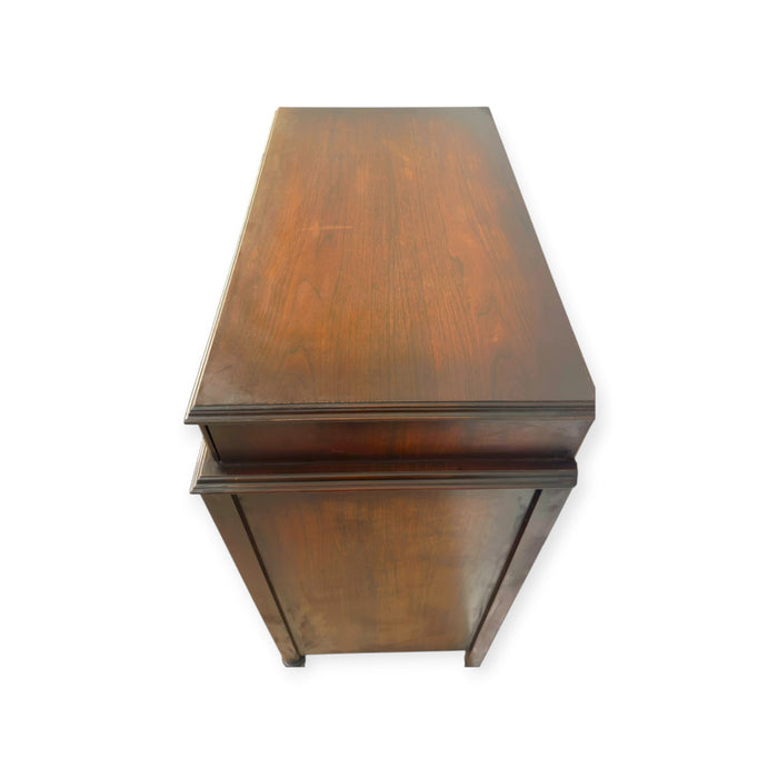 Antique 4-Drawer Wood Tallboy Chest of Drawers with Painted Accents