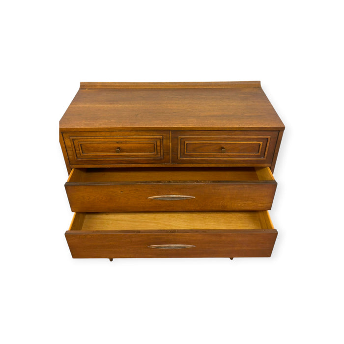 Vintage Mid Century Modern Broyhill Sculptra Walnut Highboy Dresser.