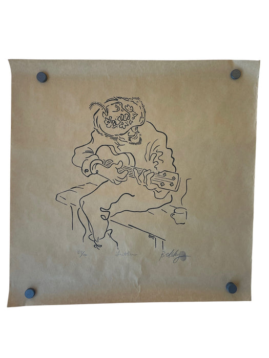 Signed Limited Edition Print "Luther" by Belsky - Abstract Guitar Player, Numbered 39/100