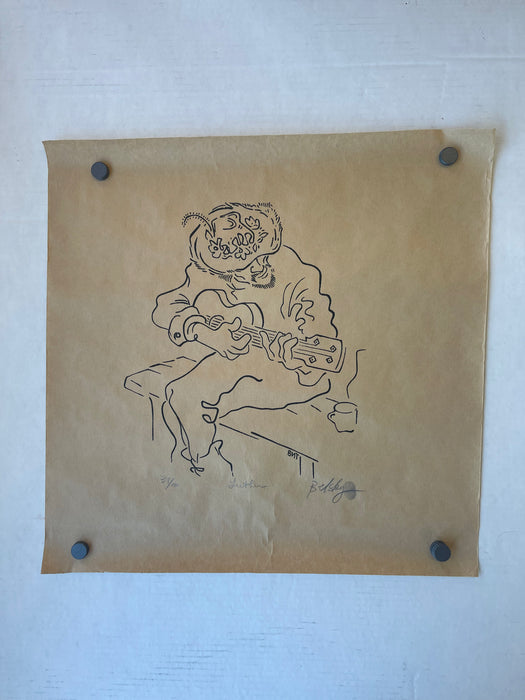Signed Limited Edition Print "Luther" by Belsky - Abstract Guitar Player, Numbered 39/100