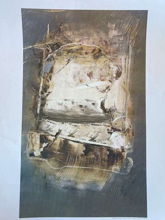 Chris Ranes 1980 French Exhibition Poster Featuring"Space-Time II" (1979) - Galerie Bleue, Grenoble - Abstract Oil on Paper Reproduction