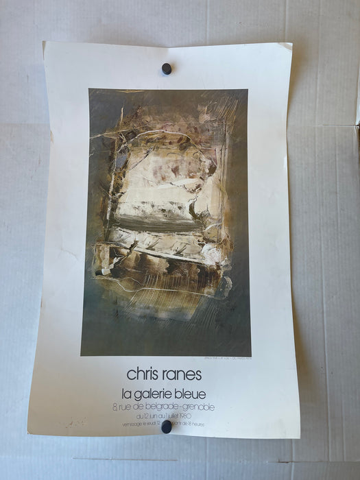 Chris Ranes 1980 French Exhibition Poster Featuring"Space-Time II" (1979) - Galerie Bleue, Grenoble - Abstract Oil on Paper Reproduction