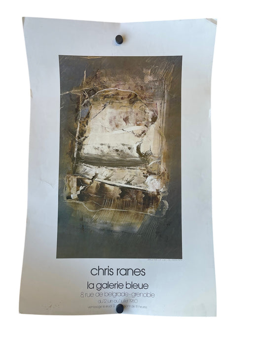 Chris Ranes 1980 French Exhibition Poster Featuring"Space-Time II" (1979) - Galerie Bleue, Grenoble - Abstract Oil on Paper Reproduction