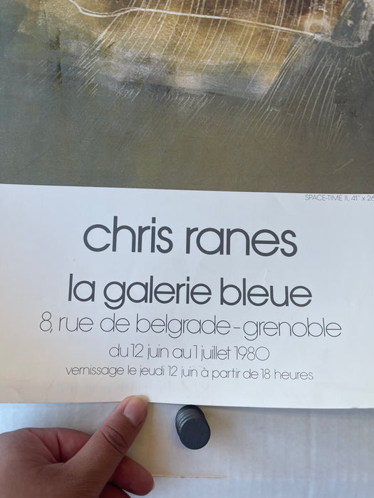 Chris Ranes 1980 French Exhibition Poster Featuring"Space-Time II" (1979) - Galerie Bleue, Grenoble - Abstract Oil on Paper Reproduction