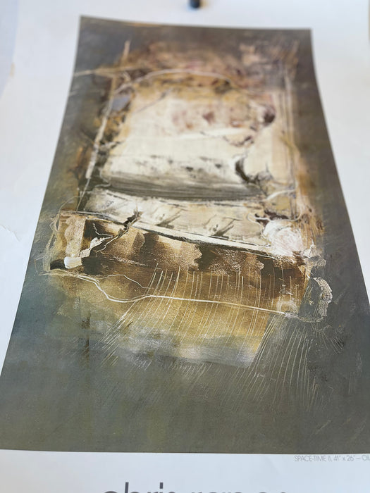 Chris Ranes 1980 French Exhibition Poster Featuring"Space-Time II" (1979) - Galerie Bleue, Grenoble - Abstract Oil on Paper Reproduction
