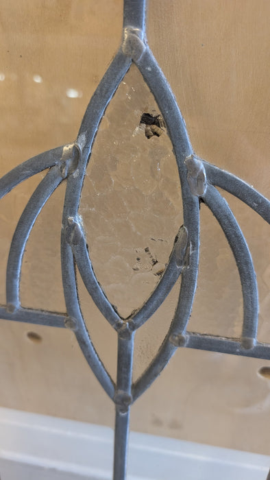 Likely Antique Leaded Glass Window Panel with Geometric and Textured Glass Design