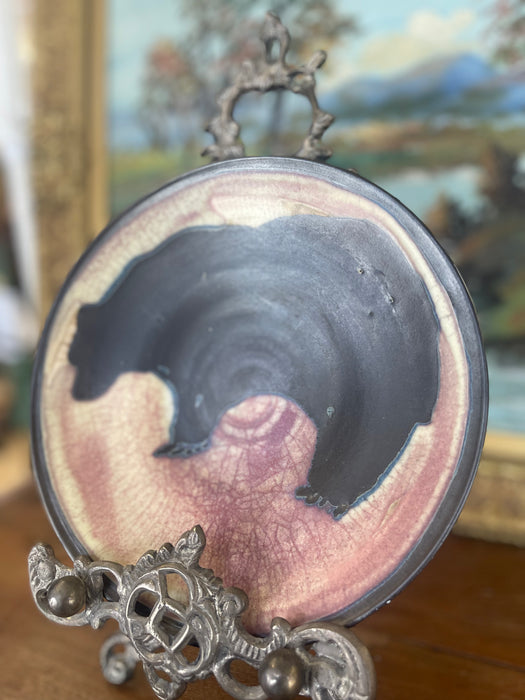 Signed Handcrafted Ceramic Bear Motif Art Plate