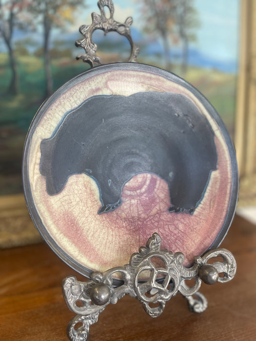 Signed Handcrafted Ceramic Bear Motif Art Plate